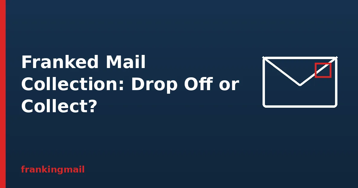 Envelope illustration with the heading Franked Mail Collection, comparing drop off and collection