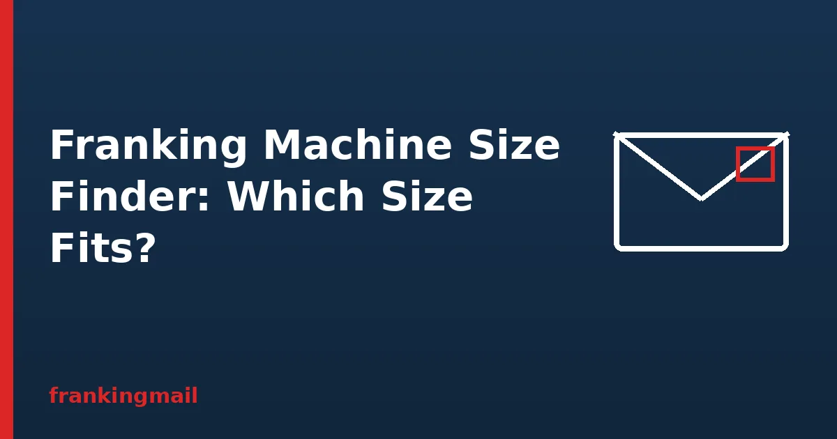 Envelope illustration with the heading Franking Machine Size Finder, matching machines to mail volume